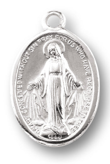 Miraculous Silver Oxidized Medal, 1" overall, # 1138