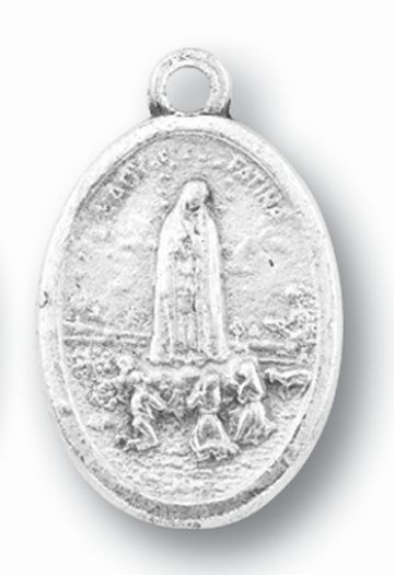 Our Lady of Fatima Silver Oxidized Medal, 1" overall, # 1148