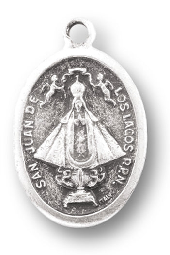 Our Lady of San Juan los Lagos (Del Valle) Silver Oxidized Medal, 1" overall, # 1178