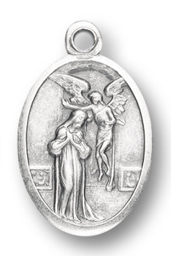 Annunciation Silver Oxidized Medal, 25-Count Pack 1" overall, # 1154
