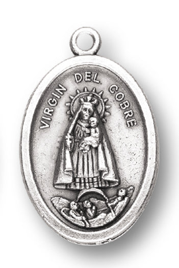 Caridad del Cobre Silver Oxidized Medal, 1" overall, # 1143