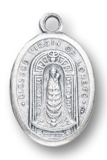 Our Lady of Loretto Silver Oxidized Medal, 25-Count Pack 1" overall, # 1184