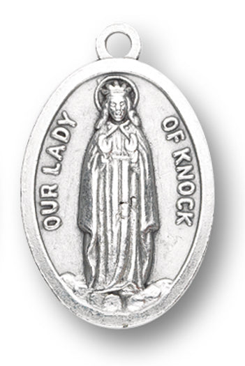 Our Lady of Knock Silver Oxidized Medal, 1" overall, # 1181