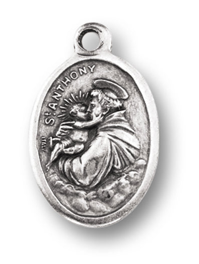 St. Anthony Silver Oxidized Medal, 1" overall, # 1036