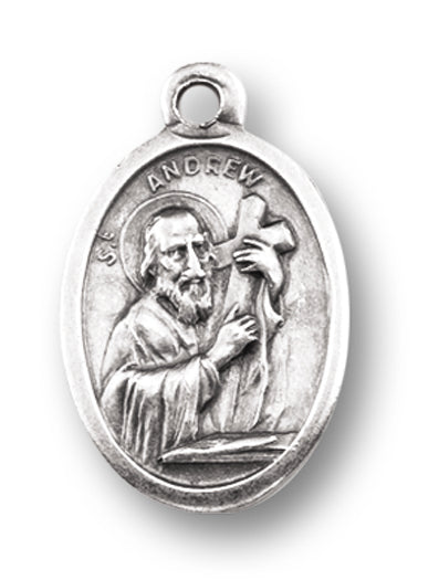St. Andrew Silver Oxidized Medal, 1" overall, # 1035