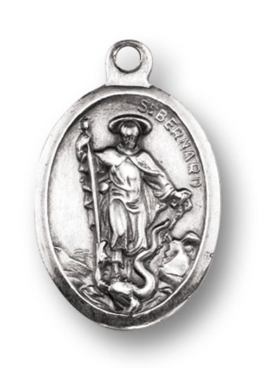 St. Bernard of Montjoux Silver Oxidized Medal, 1" overall, # 1039