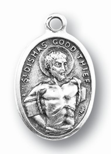 St. Dismas Silver Oxidized Medal, 1" overall, # 1044