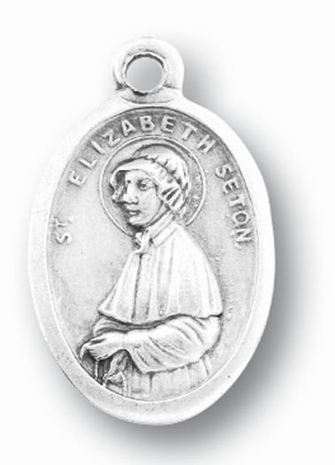 St. Elizabeth Seton Silver Oxidized Medal, 1" overall, # 1020