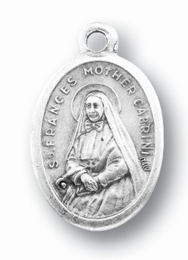 St. Frances Cabrini Silver Oxidized Medal, 1" overall, # 1015