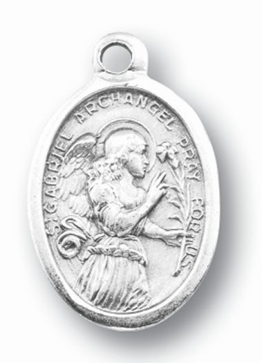 St. Gabriel Silver Oxidized Medal, 1" overall, # 1051