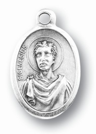 St. Genesius Silver Oxidized Medal, 25-Count Pack 1" overall, # 1053