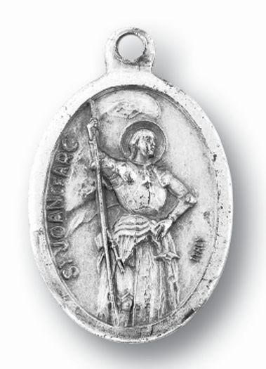 St. Joan of Arc Silver Oxidized Medal, 1" overall, # 1022
