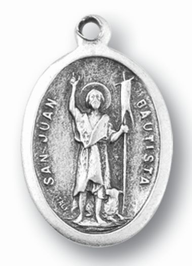 St. John the Baptist Silver Oxidized Medal, 1" overall, # 1061