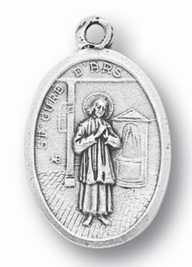 St. John Vianney Silver Oxidized Medal, 1" overall, # 1063