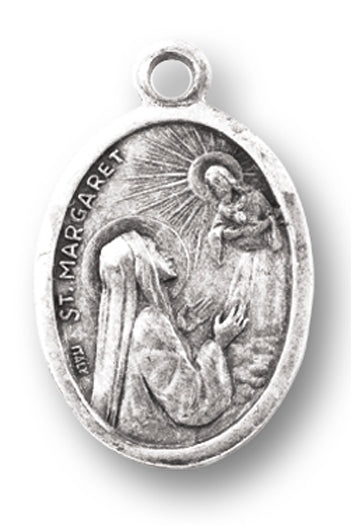 St. Margaret Silver Oxidized Medal, 1" overall, # 1025