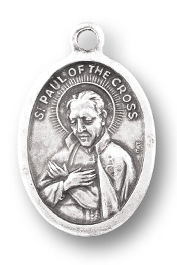 St. Paul of the Cross Silver Oxidized Medal, 1" overall, # 1091