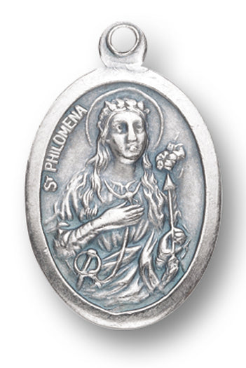 St. Philomena Silver Oxidized Medal, 1" overall, # 1031