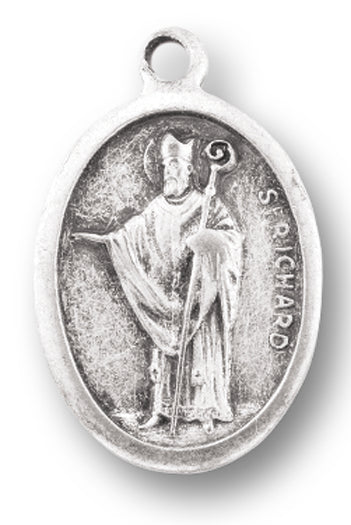 St. Richard Silver Oxidized Medal, 1" overall, # 1104
