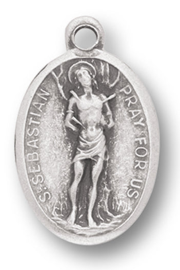 St. Sebastian Silver Oxidized Medal, 1" overall, # 1107