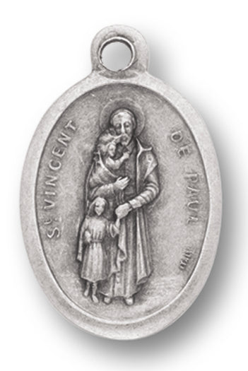 St. Vincent de Paul Silver Oxidized Medal, 1" overall, # 1114