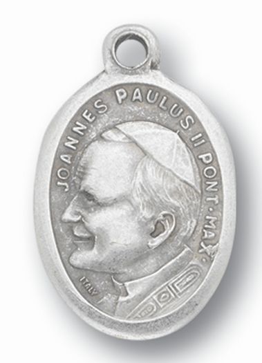 St. John Paul II Silver Oxidized Medal, 1" overall, # 1064