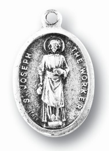St. Joseph the Worker Silver Oxidized Medal, 1" overall, # 1070