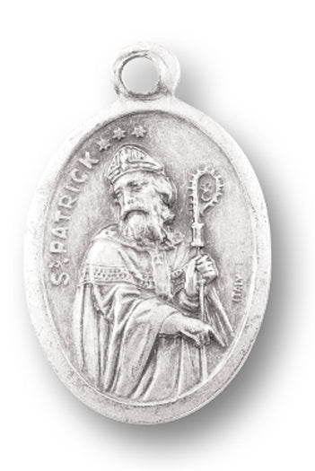 St. Patrick Silver Oxidized Medal, 1" overall, # 1089