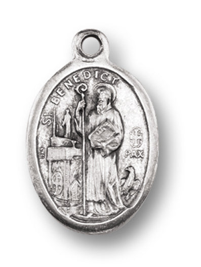 St. Benedict Silver Oxidized Medal, 25-Count Pack 1" overall, # 1038
