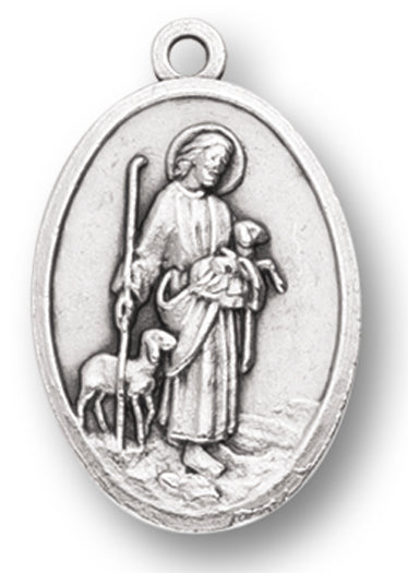 Good Shepherd Silver Oxidized Medal, 1" overall, # 1190
