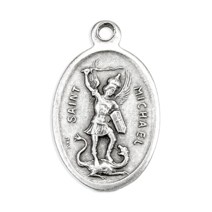 St. Michael Silver Oxidized Medal, 25-Count Pack 1" overall, # 1087