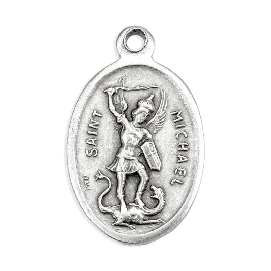 St. Michael Silver Oxidized Medal, 25-Count Pack 1" overall, # 1087