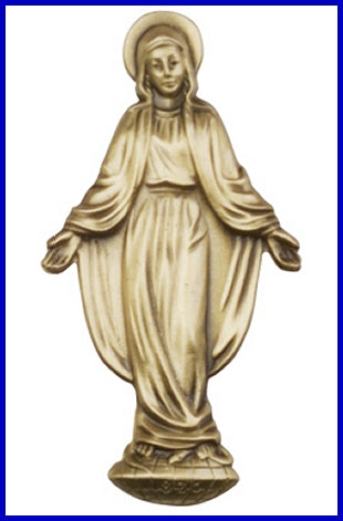Visor Clip, Bronze Oxide Finish, O.L. Miraculous Medal, 2-1/8" tall, # 11344