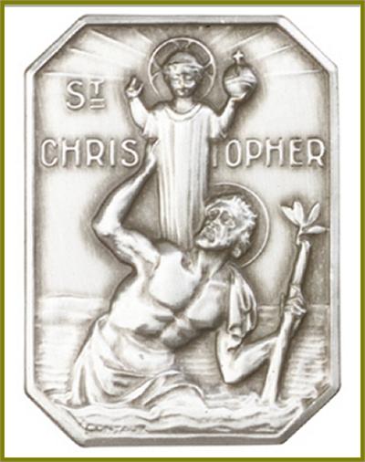 Visor Clip, Silver Oxide Finish, St. Christopher, 1-3/8" tall, # 11345