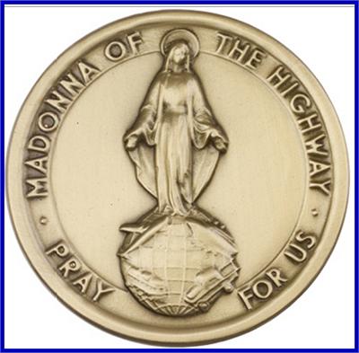 Visor Clip, Bronze Oxide Finish, Our Lady of the Highway, 1-7/8", 11351