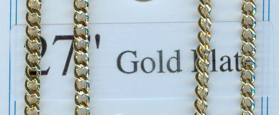 27" Curb Chain Endless, 2.9mm, Light Gold Plated, # 11370