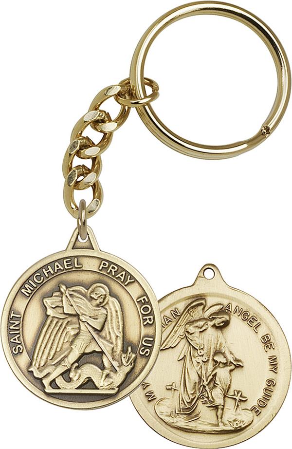 Keychain, Bronze Oxide, St. Michael, 1-3/8", # 11411