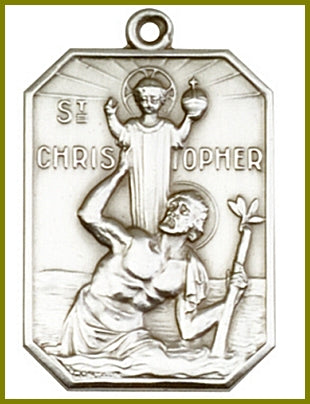 Keychain, Silver Oxide Finish, St. Christopher, 1-1/2", # 11412