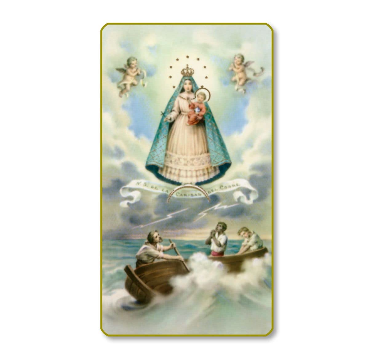 Nuestra Senora Caridad del Cobre Italian Paper Holy Cards, 2"x4", Blank Back, 100-Pack, # 6113