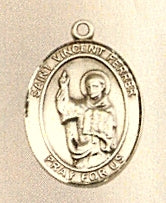 St. Vincent Ferrer Oval Medal 1"x3/4" Solid 14kt Gold, Free Chain, # 97840