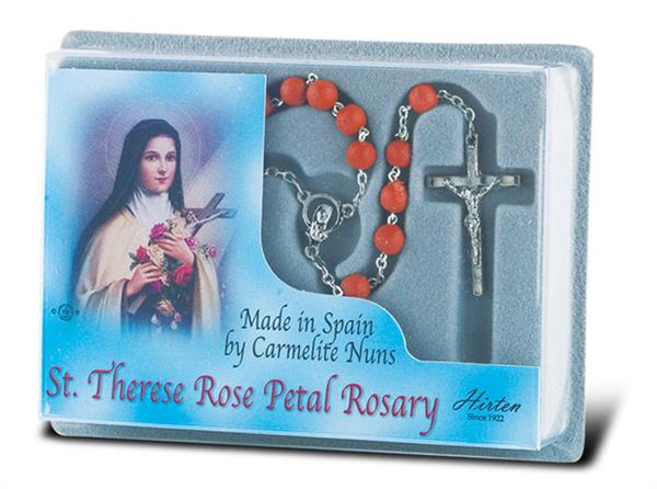 St. Therese of Lisieux Specialty Italian Rosary, Rose Petal Beads, # 1269