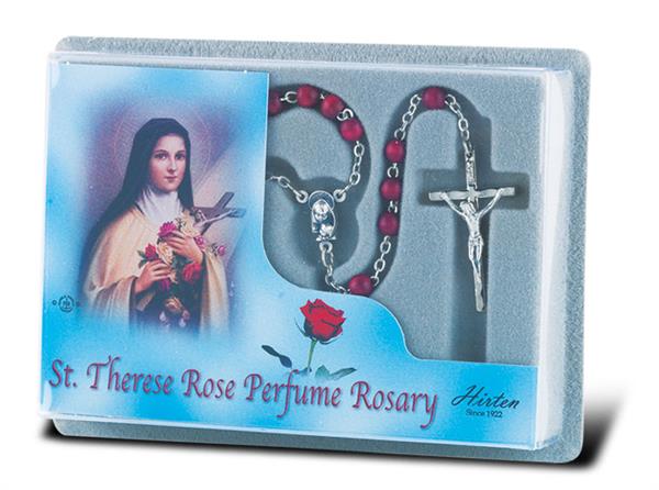 St. Therese of Lisieux Specialty Italian Rosary, Rose Perfumed Wood Beads, # 1270
