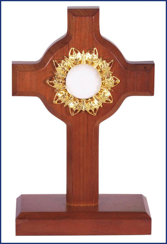 7.5" Dark Cherry Finished Reliquary with Gold Plated Insert, # 1277