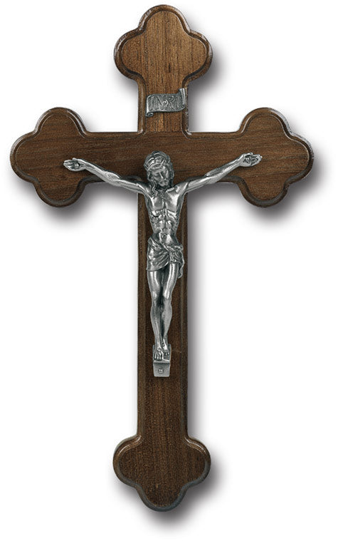 10" Walnut Cross With Genuine Pewter Corpus, # 1315
