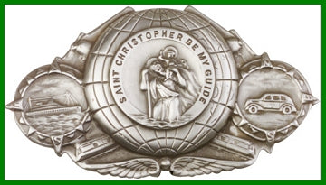 Visor Clip, Silver Oxide Finish, St. Christopher, 1-3/8", # 1348