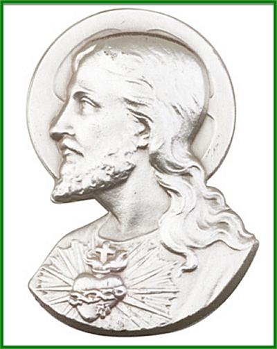 Visor Clip, Silver Oxide Finish, Sacred Heart, 2" tall, # 1363