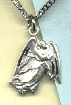 Guardian Angel Medal 5/8 In. Sterling, Your Choice of Chain # 1364