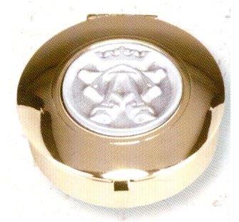 Gold Plated Pyx, Pewter Ave Maria Emblem 1.5"x1/2" deep, # 1390