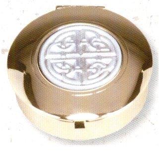 Gold Plated Pyx, Pewter Celtic Cross Emblem 1.5"x1/2" deep, # 1400