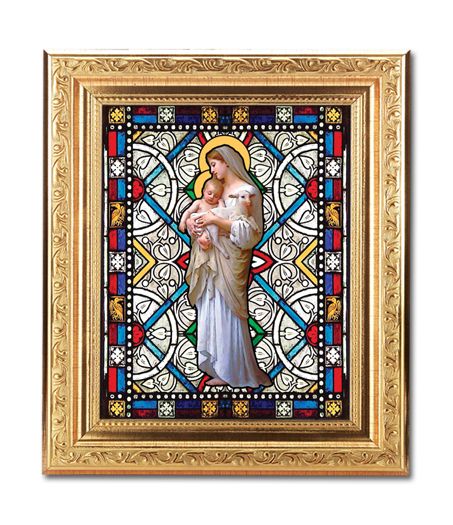 Innocence Framed Textured Italian Art Glass in 8" x 10" Finely Detailed Gold Frame, # 1444