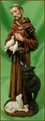 Saint Francis With Wolf Statue Full Color  Made in Italy., 14644